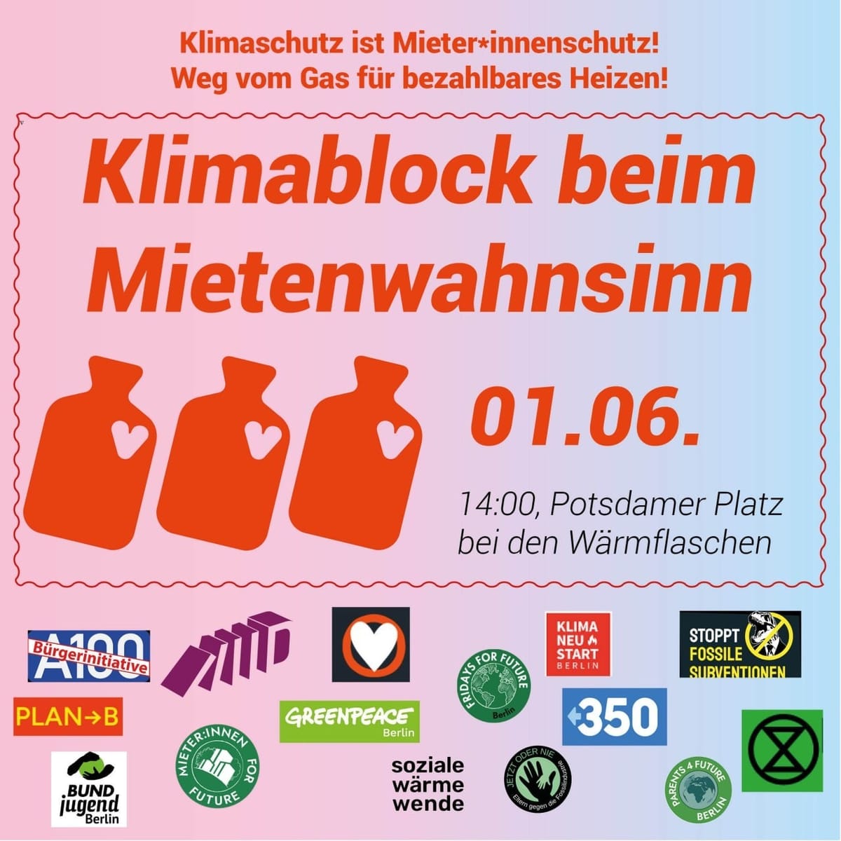 Klimablock bei der Mietendemo am 1. Juni 2024 in Berlin